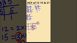 How to find HCF of 12 15 and 21 by prime factorization  12 15 amp 21 ka HCF kaise nikale [upl. by Kirstin266]