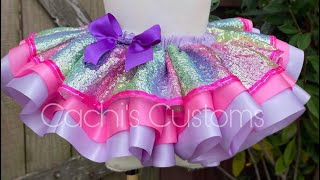 Sequin Tutu Tutorial  Ribbon trim tutu tutorial [upl. by Ahsam434]