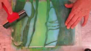 Gelli Plate demo Met Golden Open Acrylverf [upl. by Siuol319]