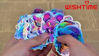 WISHTIME Die Cut holographic decal Stickers Holographic vinyl Stickers waterproof [upl. by Aseral]