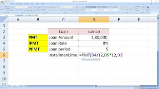 Formula of PMT IPMT PPMT in excel  How to use formula in excel in hindi [upl. by Pine]