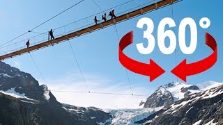 360° walk  «Trift» suspension bridge  Swiss Alps [upl. by Tolliver]