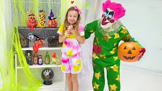 Dads Halloween Surprise for Nastya  Kids Halloween Stories [upl. by Meade]