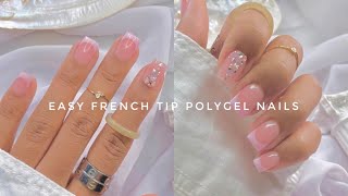 FRENCH TIP POLYGEL NAILS FOR BEGINNERS  QUICK amp EASY NAIL TUTORIALS  GEL EXTENSION [upl. by Cnut]