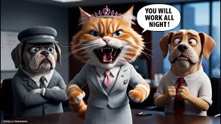 CAT CUTE ANIMATION Evil Cat Boss Fires All The Dogs [upl. by Henley895]