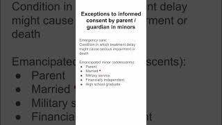 Exceptions to informed consent by parent  guardian in minors [upl. by Whiney]