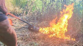 Flamethrower weed gun x300  Flame Gun Weeder Vs monster weeds  Best garden accessory [upl. by Fanchet644]