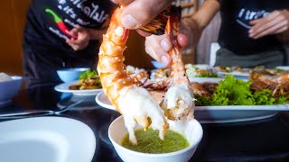 Seafood Thailand  GIANT TIGER SHRIMP at 1 Table Restaurant in Bangkok [upl. by Nujra732]