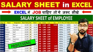 🔥 salary sheet in excel  DA  HRA TA PF ESI GROSS SALARY  MS Excel [upl. by Socem]