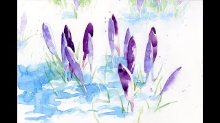 Crocuses in the Snow  Watercolor Demo [upl. by Leyameg711]