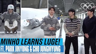 Minho learns to luge 🛷  Gangwon2024 [upl. by Leahcimnoj]