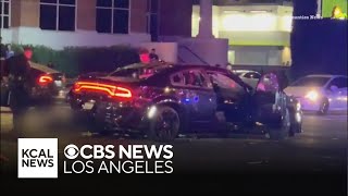 Two young men badly injured after street takeover collision in Anaheim [upl. by Dorsy188]