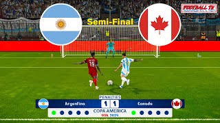 Argentina vs Canada  Penalty Shootout  Copa America 2024 SemiFinal  Messi vs Davies  PES Game [upl. by Bysshe418]