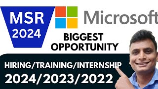 Best Opportunity By Microsoft For Students amp Freshers Microsoft MSR 2024 Program Launched [upl. by Salter]