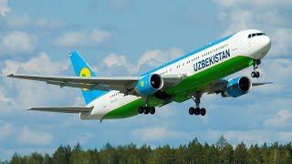 National Airport Minsk Boeing 767300ER  UZBEKISTAN Airways [upl. by Yurik]