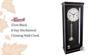 57cm Black 8 Day Mechanical Chiming Wall Clock By HERMLE [upl. by Allene]