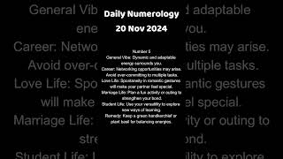 numerology Predictions for 20 Nov 2024  personalgrowth tips for Every Number 1–9 [upl. by Gnehc906]