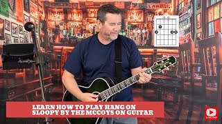 How to play Hang On Sloopy by The McCoys on Guitar Part 1 easy guitar lesson [upl. by Llerroj625]