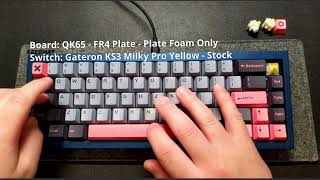 Switch Review Gateron KS3 Milky Pro Yellowfeat QK65 [upl. by Ynattib]