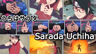 【BORUTO】うちはサラダ 火遁・豪火球の術／ナルト忍術の印を完全再現 Sarada Uchiha  Katon Gōkakyū no Jutsu 新旧の印の結びの違い【NARUTO】 [upl. by Alex616]