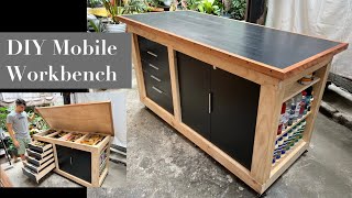 DIY Mobile Workbench  How to build a workbench [upl. by Golter]