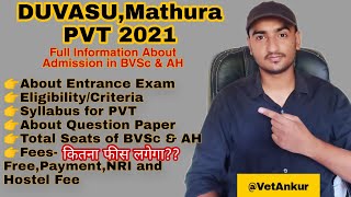 Mathura PVT 2021  DUVASU  Veterinary science Admission in BVSc amp AH  VetAnkur [upl. by Omiseno]