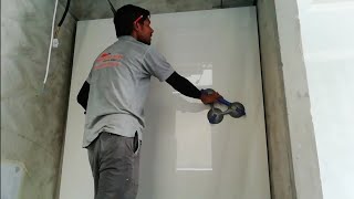 How to installation big marble tile full process [upl. by Gracie]