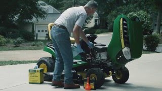 How To Change Your Engine Oil amp Filter  John Deere D100 Series Lawn Mowers [upl. by Nwahc]