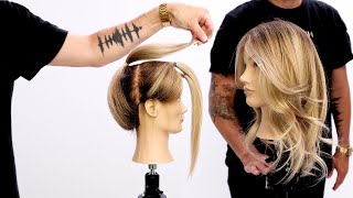 Butterfly Layered Haircut Tutorial Using Only 3 Ponytails  Easy To Follow [upl. by Rolf]