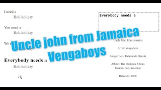 Lyrics  Uncle John from Jamaica  Vengaboys [upl. by Ladin]