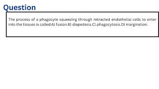 The process of a phagocyte squeezing through retracted endothelial cells to enter into the tissues i [upl. by Sonahpets825]