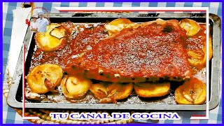 🐷COSTILLAS DE CERDO CON TOQUE DE SALITRE CANTABRO AL HORNO Y CON PATATAS [upl. by Anneuq]