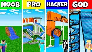 Minecraft Battle NOOB vs PRO vs HACKER vs GOD WATER PARK SLIDE HOUSE BUILD CHALLENGE  Animation [upl. by Girardi943]