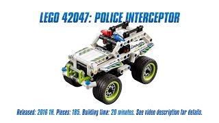 Lego Technic 42047 Police Interceptor Unboxing Parts List Speed Build amp Review [upl. by Nyllewell]