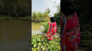 Village lady unique hook fishing in the mud water fishingtechniques hookfishing shorts fishing [upl. by Dennet]