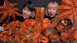 SUBASMR MUKBANG 레전드컴백🔥핵매운🐙🦀해산물먹방3탄🦐🦑문어대왕키조개꽃게낙지블랙타이거새우전복각종해물미나리까지SpicySeafoodEatingshow [upl. by Kinemod759]