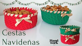 Cómo hacer cestas a crochet para navidad tejidas paso a paso [upl. by Laverna767]