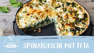 Spinatquiche mit Feta – herzhaft und lecker  Einfach Backen [upl. by Toms527]