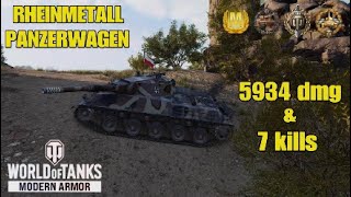 RHEINMETALL PANZERWAGEN  5934 dmg amp 7 kills  WoT Console [upl. by Bran514]