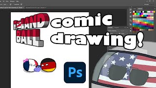 Drawing Polandball comics in Photoshop  Countryballs Comic Drawing [upl. by Ahseela]