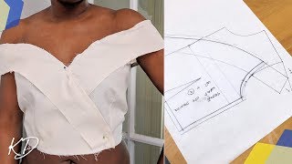 OFF SHOULDER COLLAR TOP CUTTING AND STITCHING  KIM DAVE [upl. by Lennod]