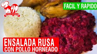 ENSALADA RUSA CON POLLO HORNEADO – RECETA PERUANA – FACIL Y RAPIDO – La Sazón de Mamá [upl. by Aeresed]