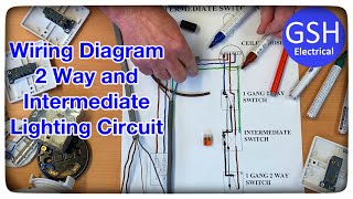 Wiring Diagram 2 Way amp Intermediate Switching of a Lighting Circuit 3 Plate Method Connections [upl. by Brie702]