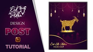 How To Create Eid ul Adha Poster Design In Illustrator Eid Poster Ideas 2024MardanGraphicsDesigner [upl. by Nohsram]