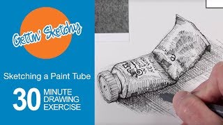 Sketching a Paint Tube with Pen and Ink  Gettin Sketchy Live [upl. by Anelrihs]