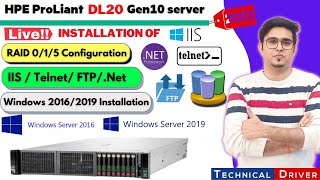 HP ProLiant DL20 Gen10 Server installation  Install windows server 201620192022IISTELNETFTP [upl. by Nahtal]