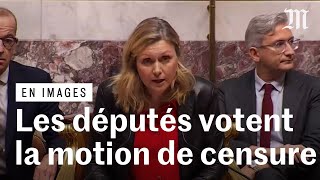 Lannonce de la motion de censure contre le gouvernement Barnier [upl. by Noitsuj]