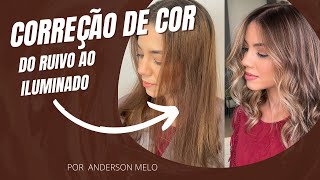 CORREÇÃO DE COR DO RUIVO AO LOIRO MECHAS andersonmelohair [upl. by Hegarty]