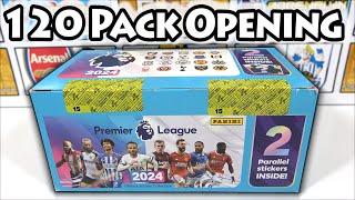 120 PACK BOX OPENING  NEW Panini PREMIER LEAGUE 2024 Sticker Collection  Box Break 3 Parallels [upl. by Crean181]