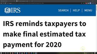 IRS reminds taxpayers to make final estimated tax payment for 2020 [upl. by Kenti]